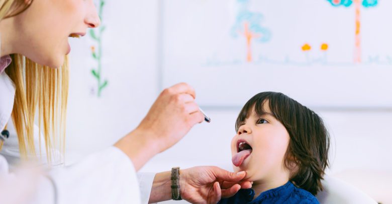 child complains of sore throat