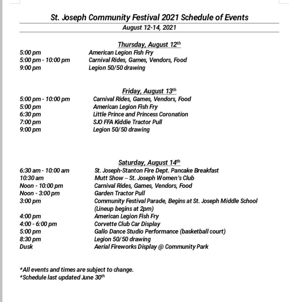 2021 St. Joseph Fall Festival